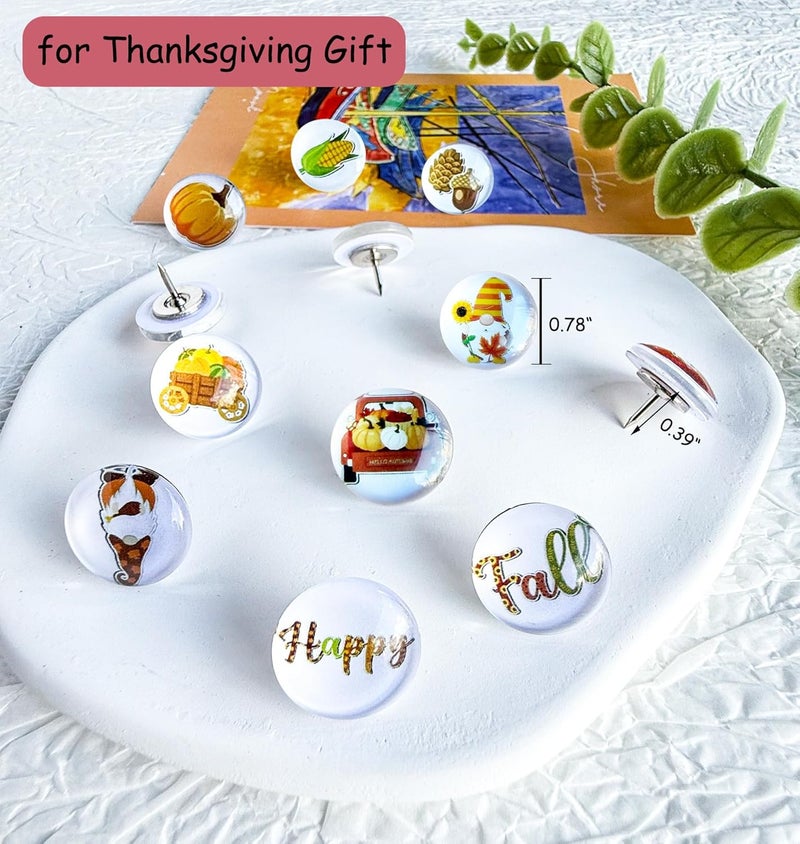 Tandarui Thumb Tacks 24Pcs Thanksgiving Decorative Pushpins for CorkBoard,Bulletin Board Tacks,Feature Wall, Cubicle,Office Desk or Home Decor(Fall Theme) - Image 4